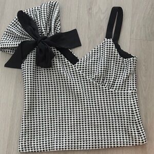 Club Monaco Black and White Gingham Blouse
